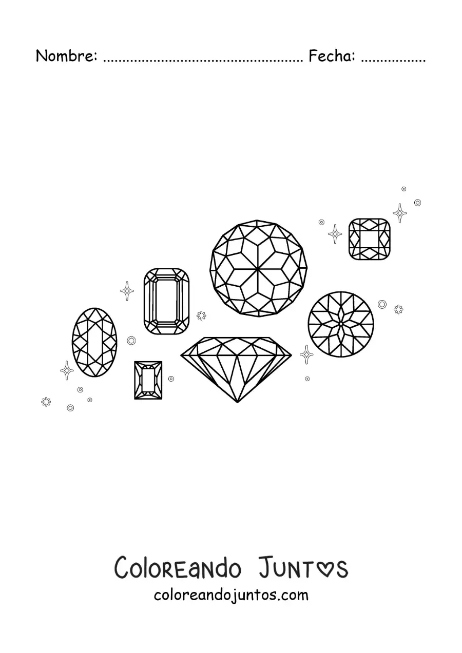 Imagen para colorear de gemas de cristal