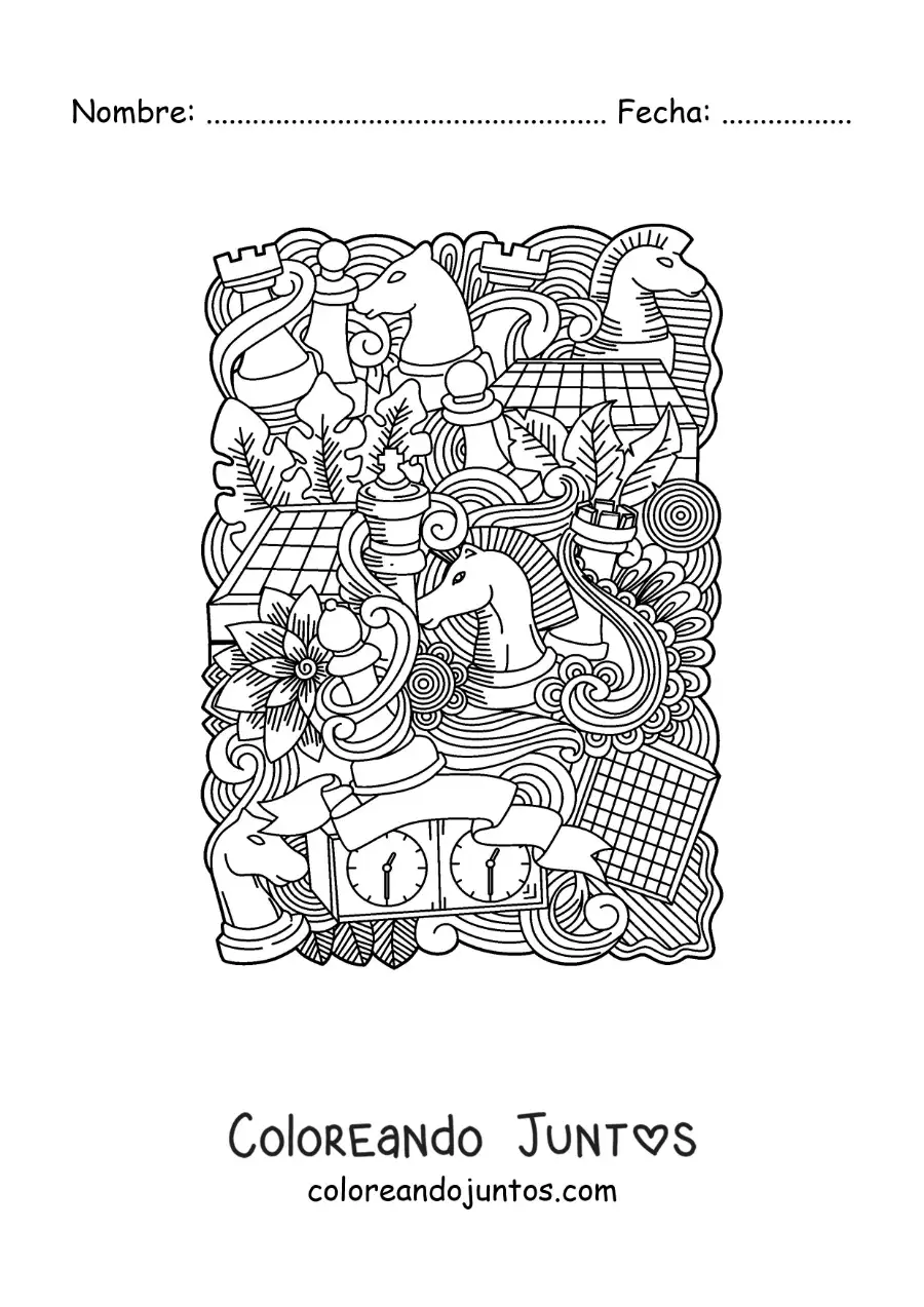 Imagen para colorear de arte de ajedrez