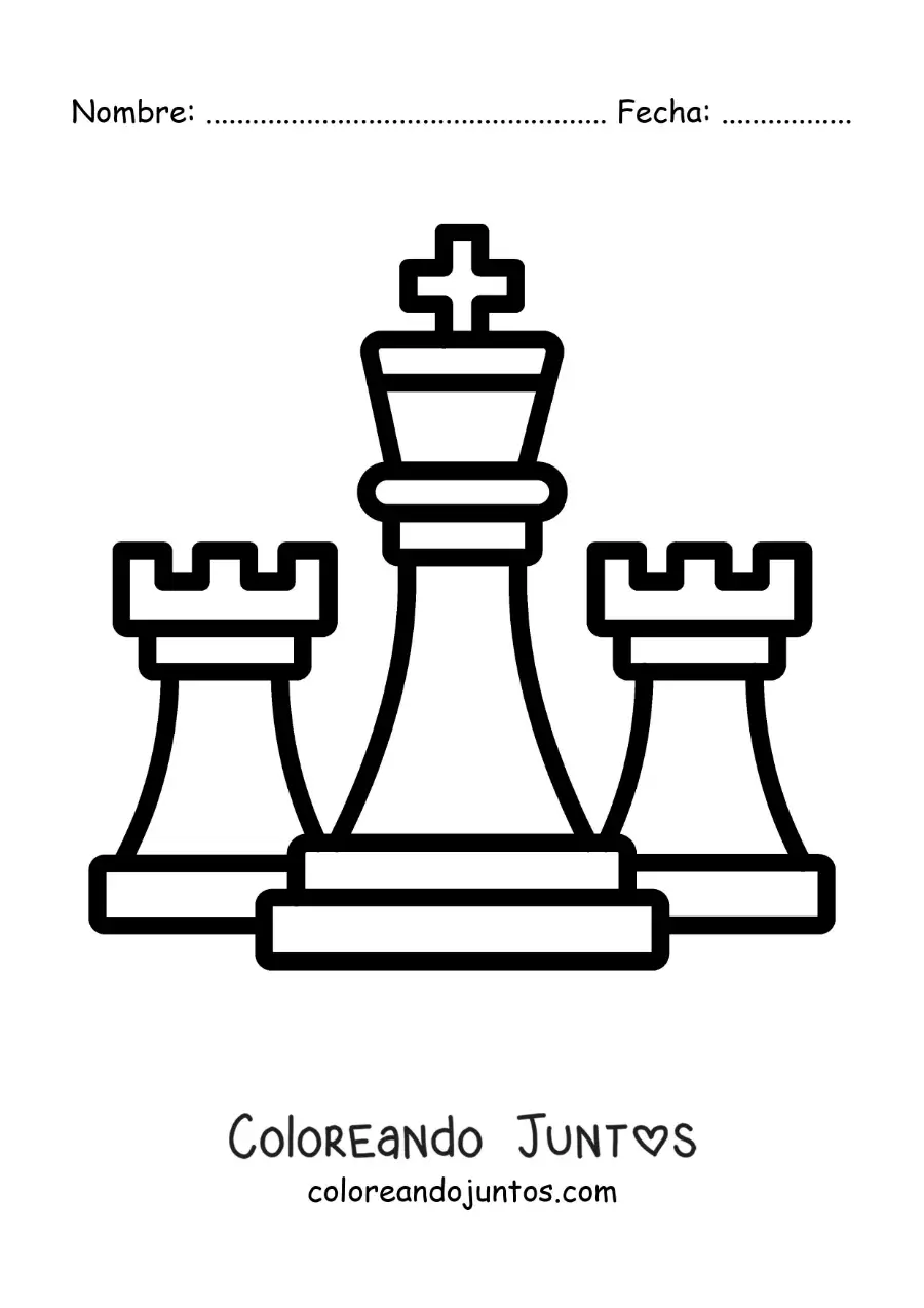 Imagen para colorear de 3 fichas de ajedrez