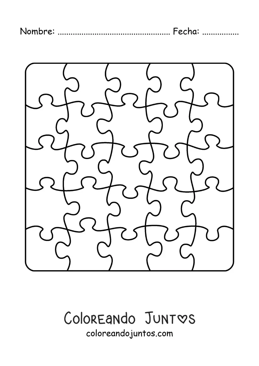 Imagen para colorear de piezas de rompecabezas recortable