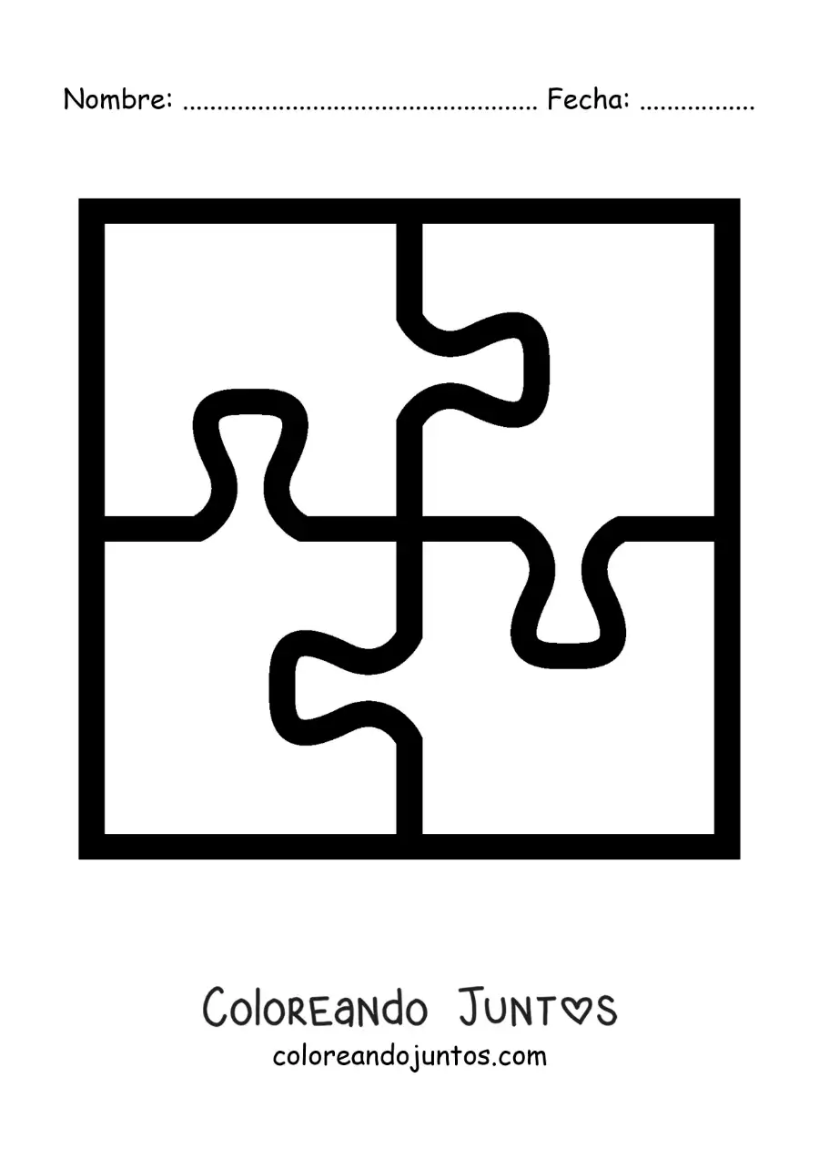 Imagen para colorear de piezas de puzzle grandes