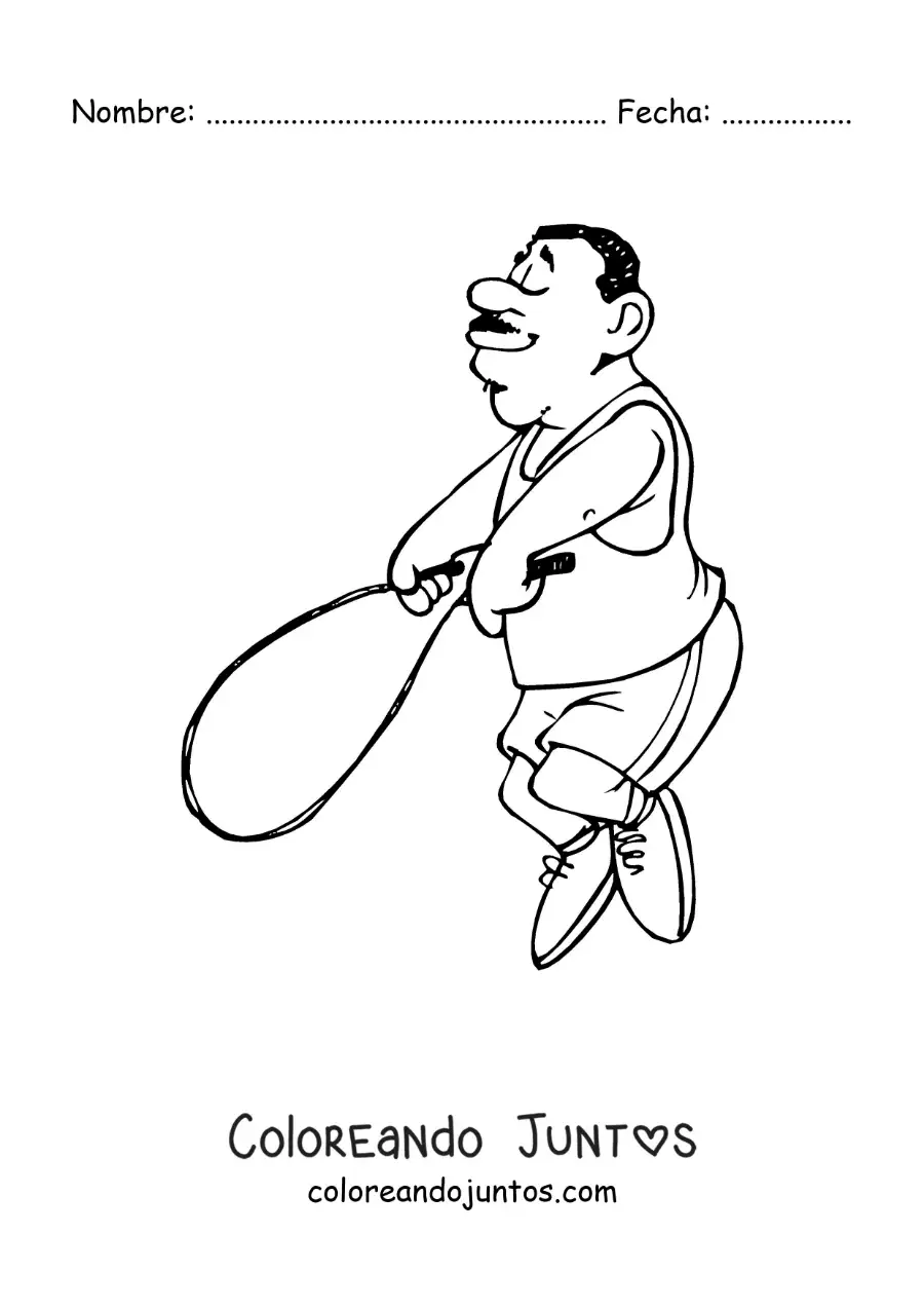 Imagen para colorear de caricatura de un hombre saltando la cuerda