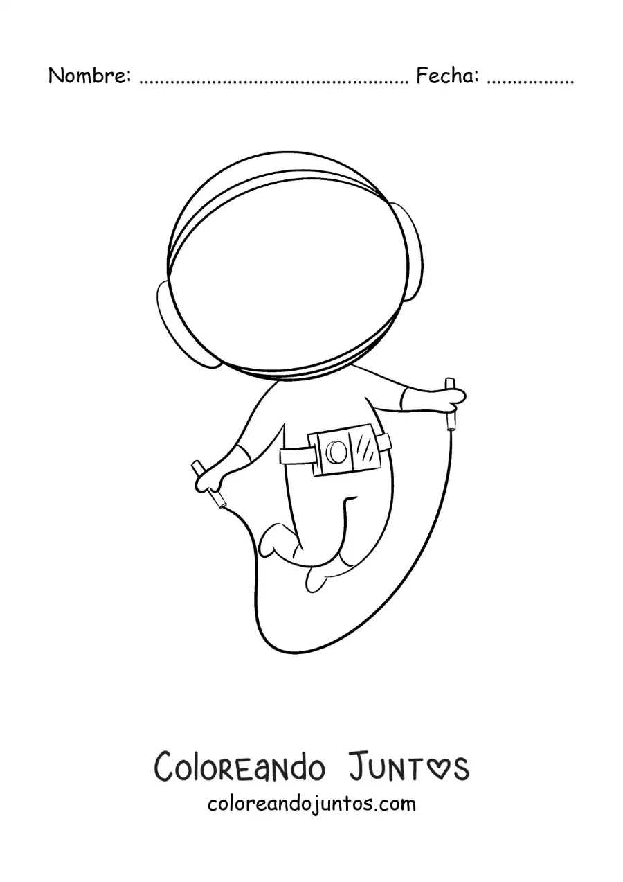 Imagen para colorear de astronauta saltando la cuerda