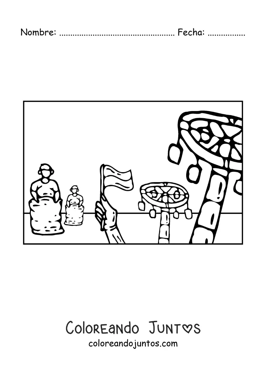 Imagen para colorear de carrera de sacos