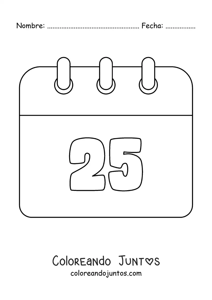 Imagen para colorear de emoji de calendario