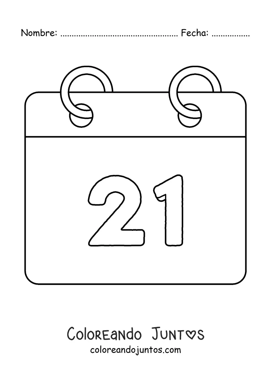 Imagen para colorear de emoticón de un calendario