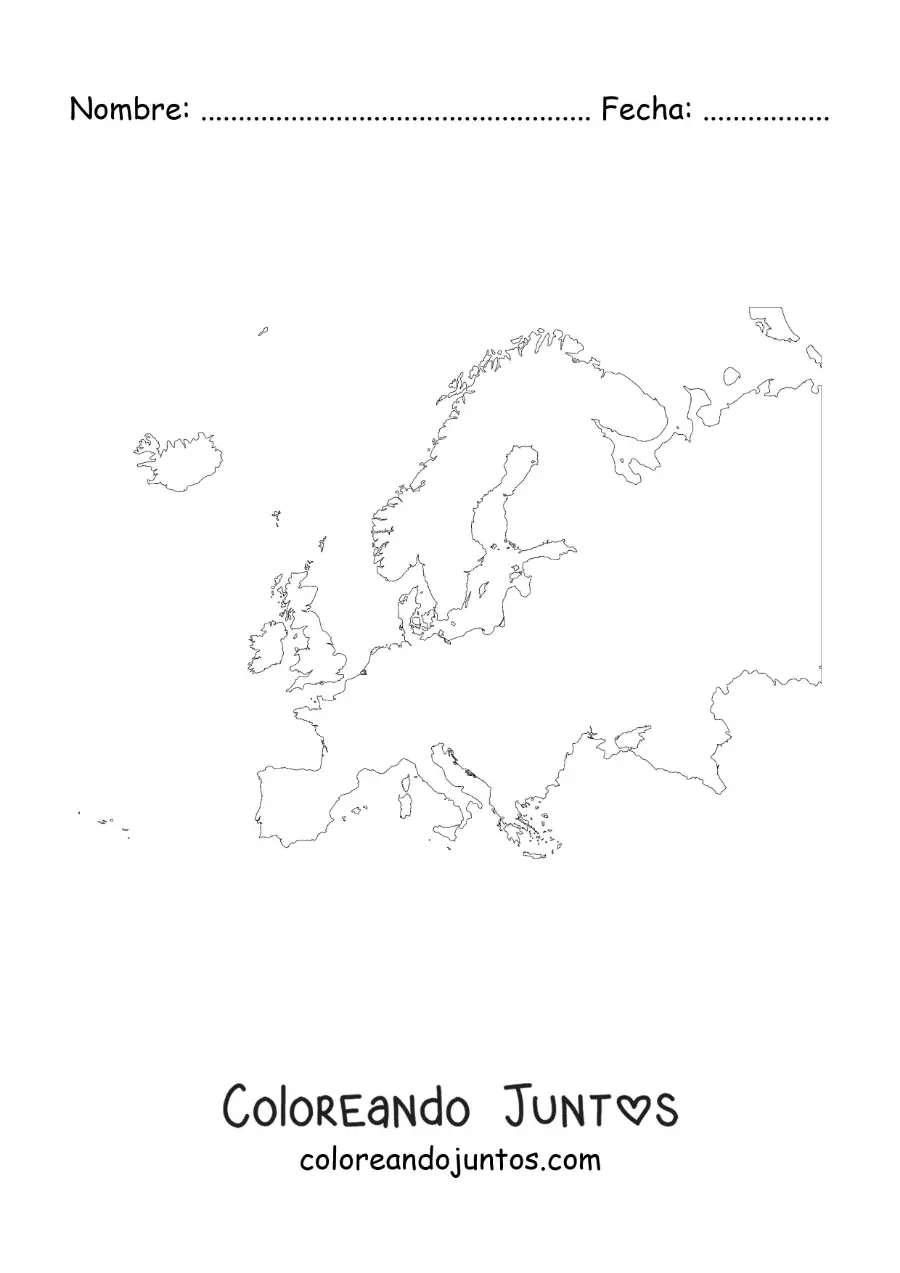 Imagen para colorear de mapa de Europa