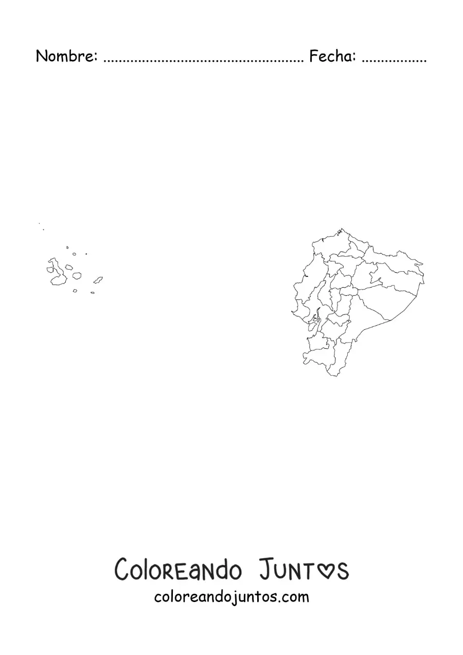 Imagen para colorear de mapa político de Ecuador