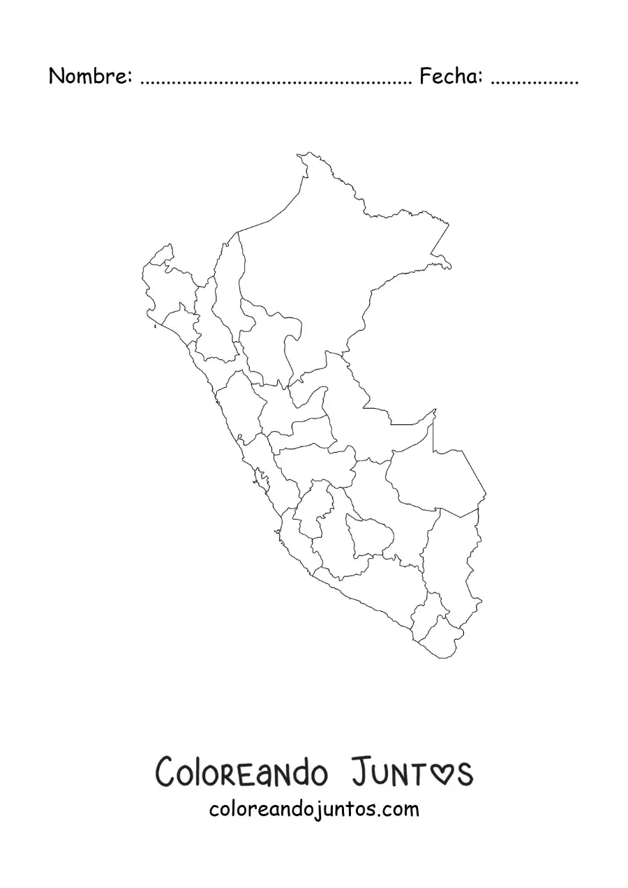 Imagen para colorear de mapa político de Perú