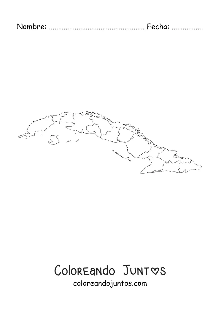 Imagen para colorear de mapa político de Cuba