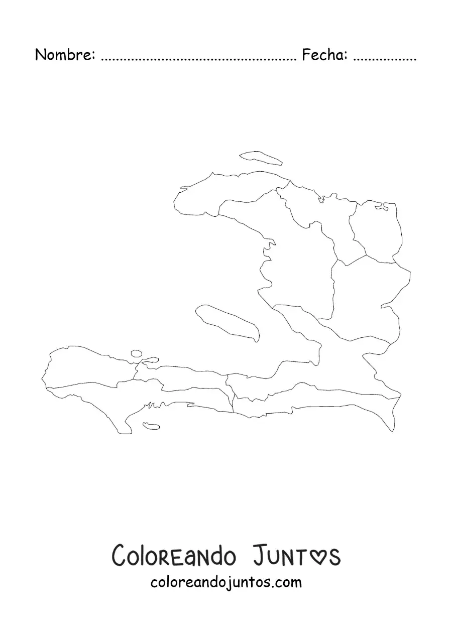 Imagen para colorear de mapa político de Haití