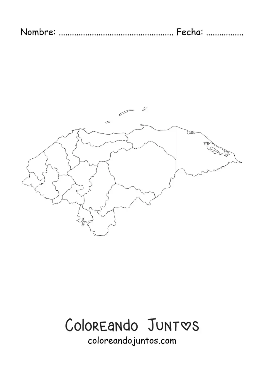 Imagen para colorear de mapa político de Honduras