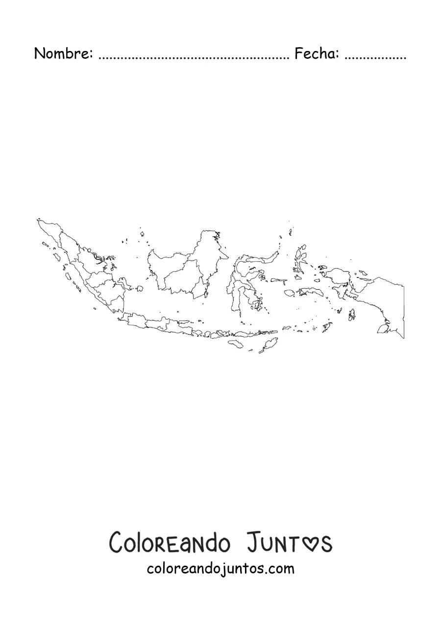 Imagen para colorear de mapa político de Indonesia