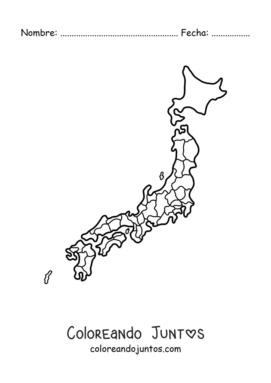 Imagen para colorear de mapa político de Japón