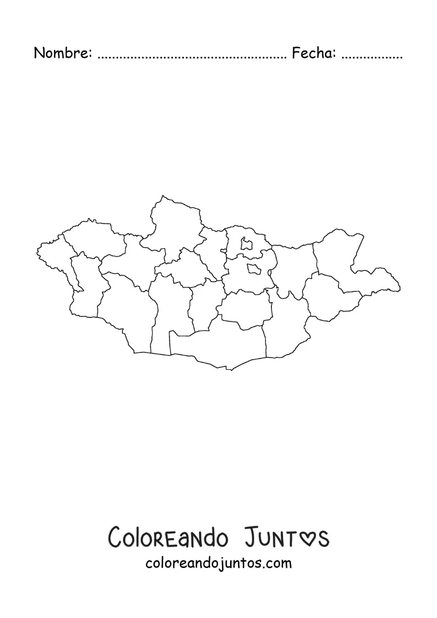 Imagen para colorear de mapa político de Mongolia