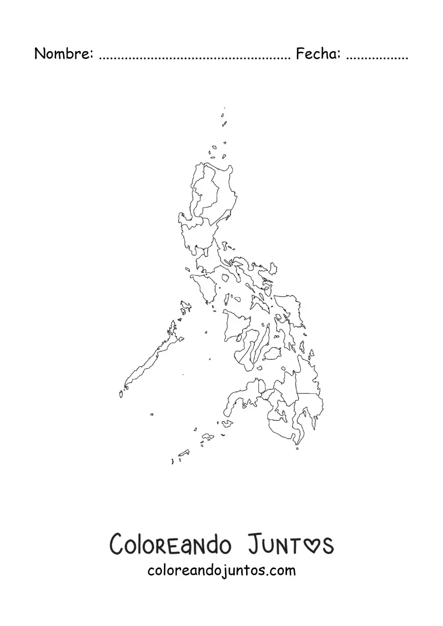 Imagen para colorear de mapa político de Filipinas