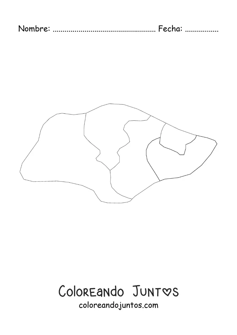 Imagen para colorear de mapa político de Singapur