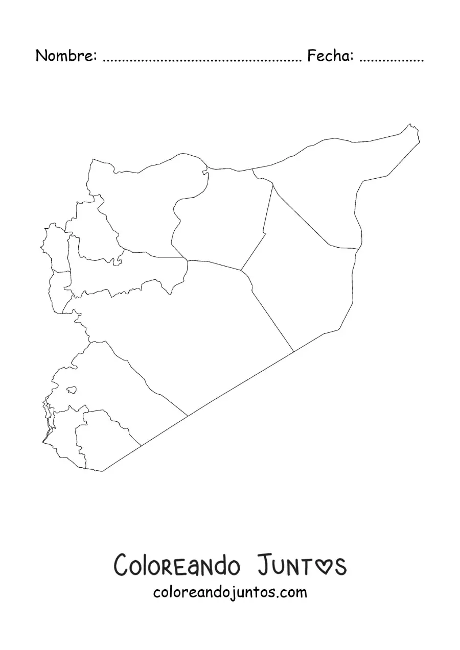 Imagen para colorear de mapa político de Siria