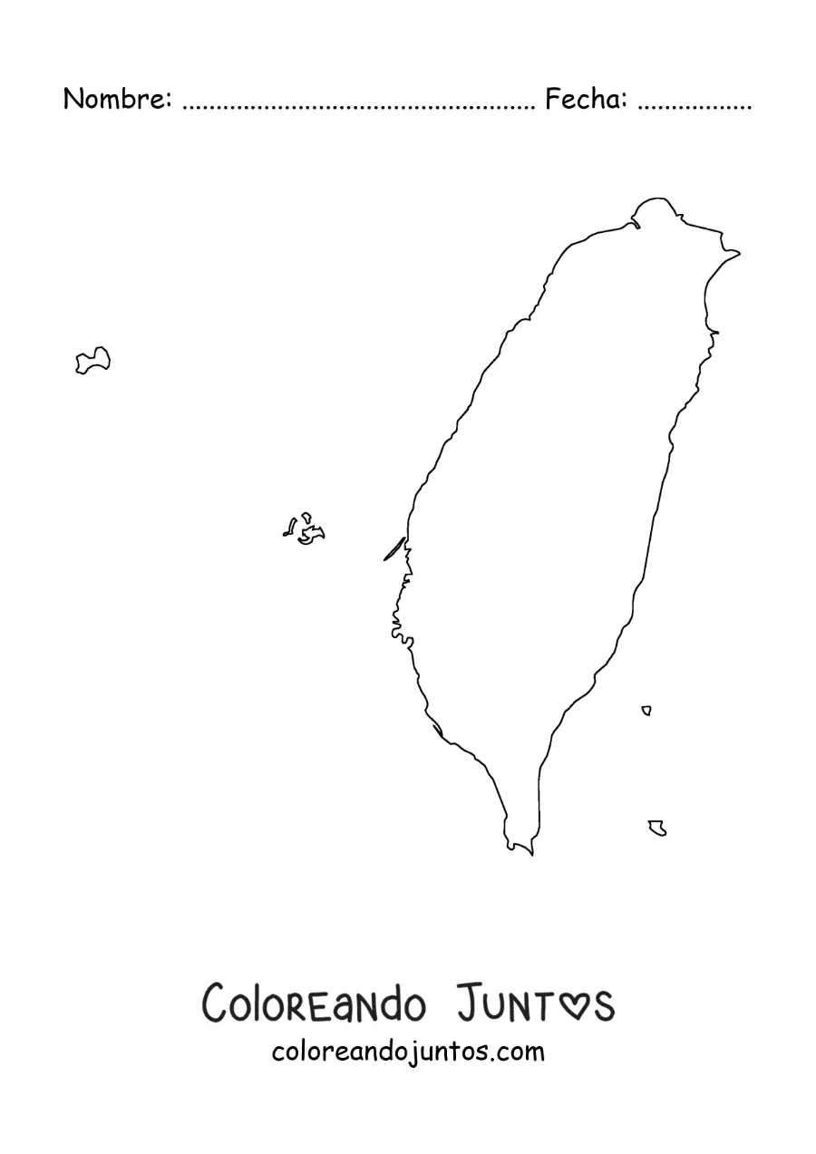 Imagen para colorear de mapa político de Taiwán