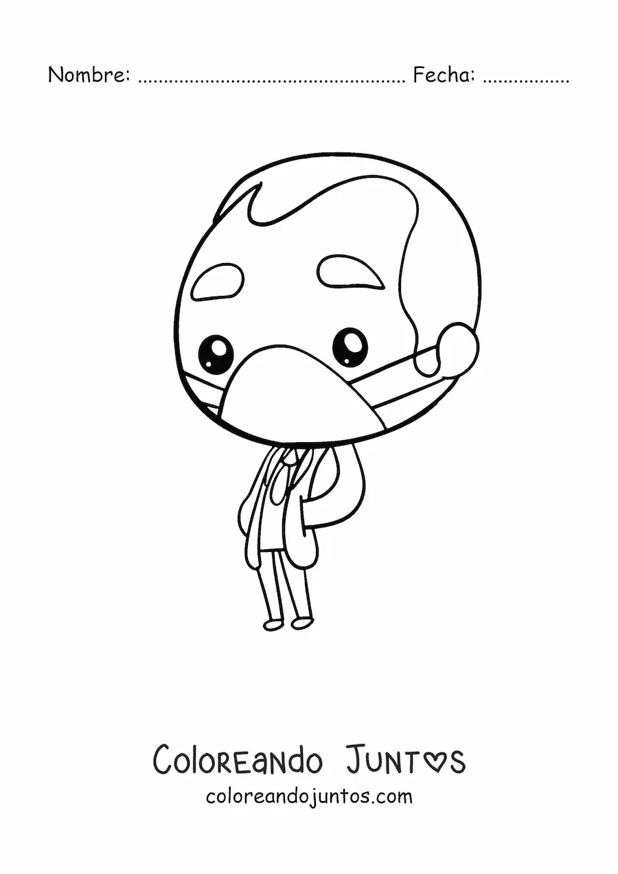 Imagen para colorear de un doctor kawaii con bata y mascarilla