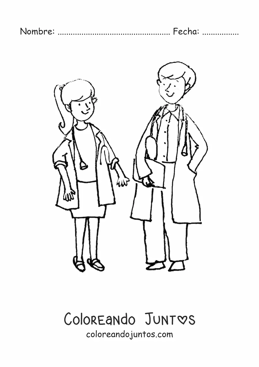 Imagen para colorear de una pareja de médicos