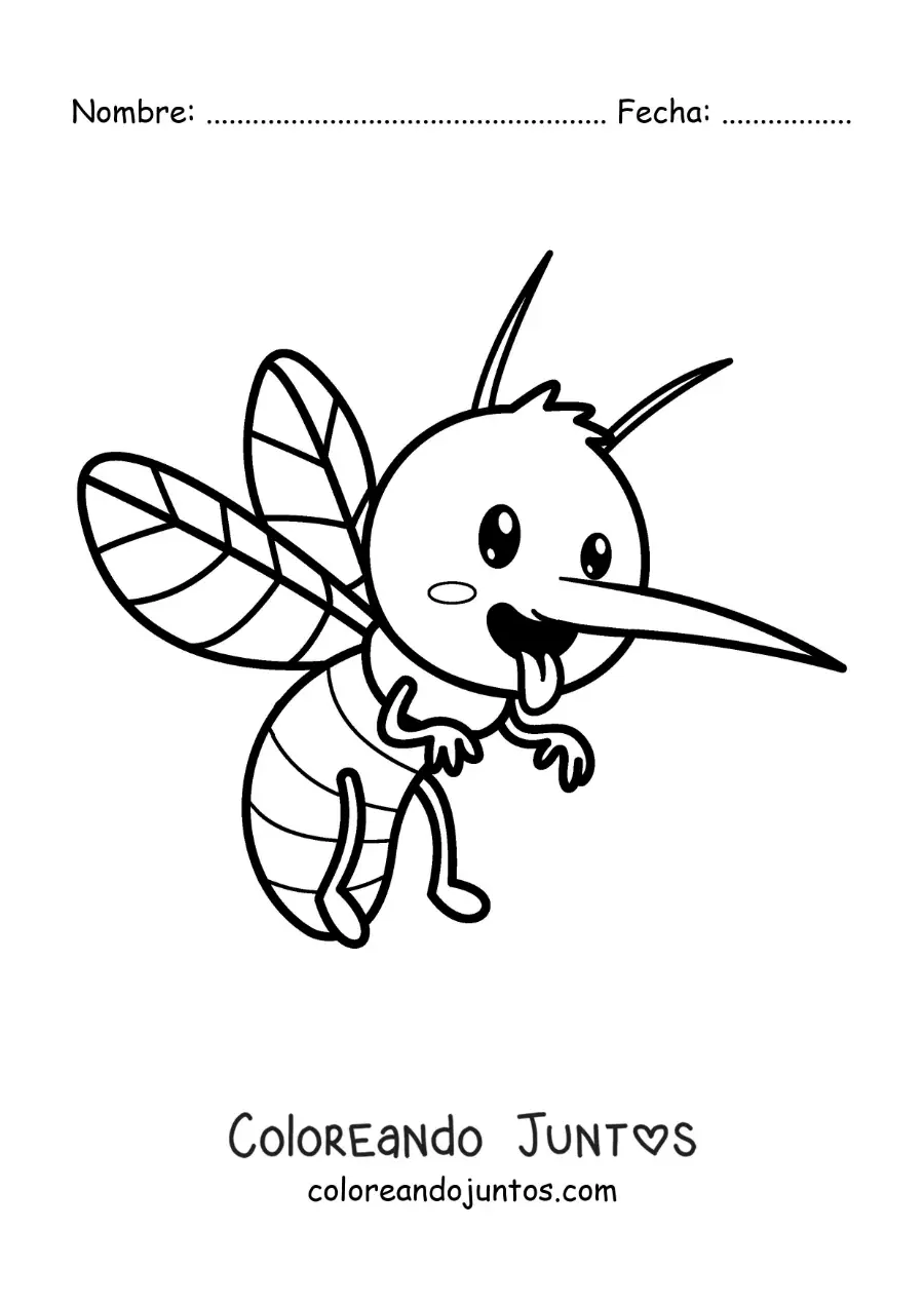 Imagen para colorear de un mosquito del dengue animado