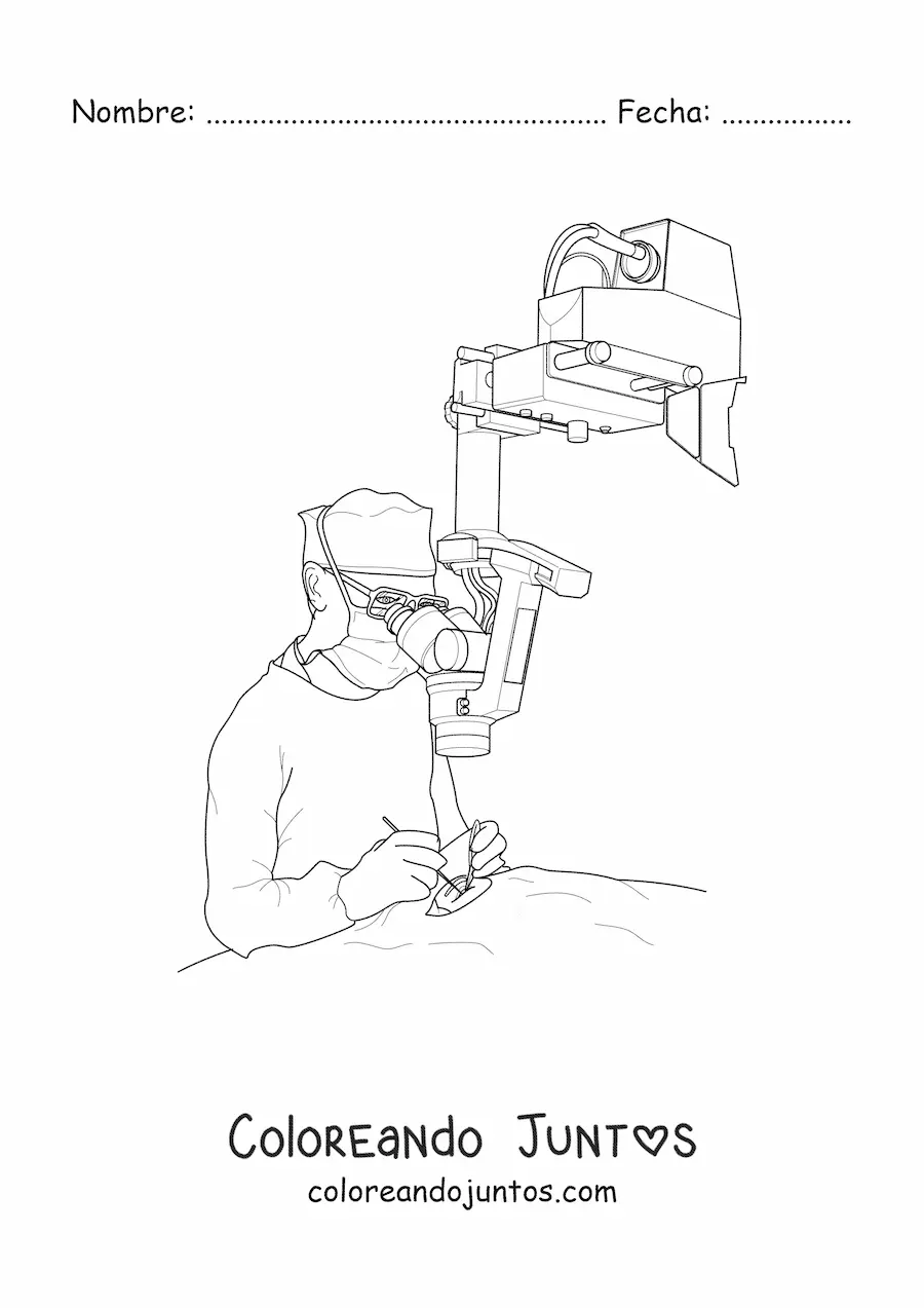 Imagen para colorear de un médico cirujano operando