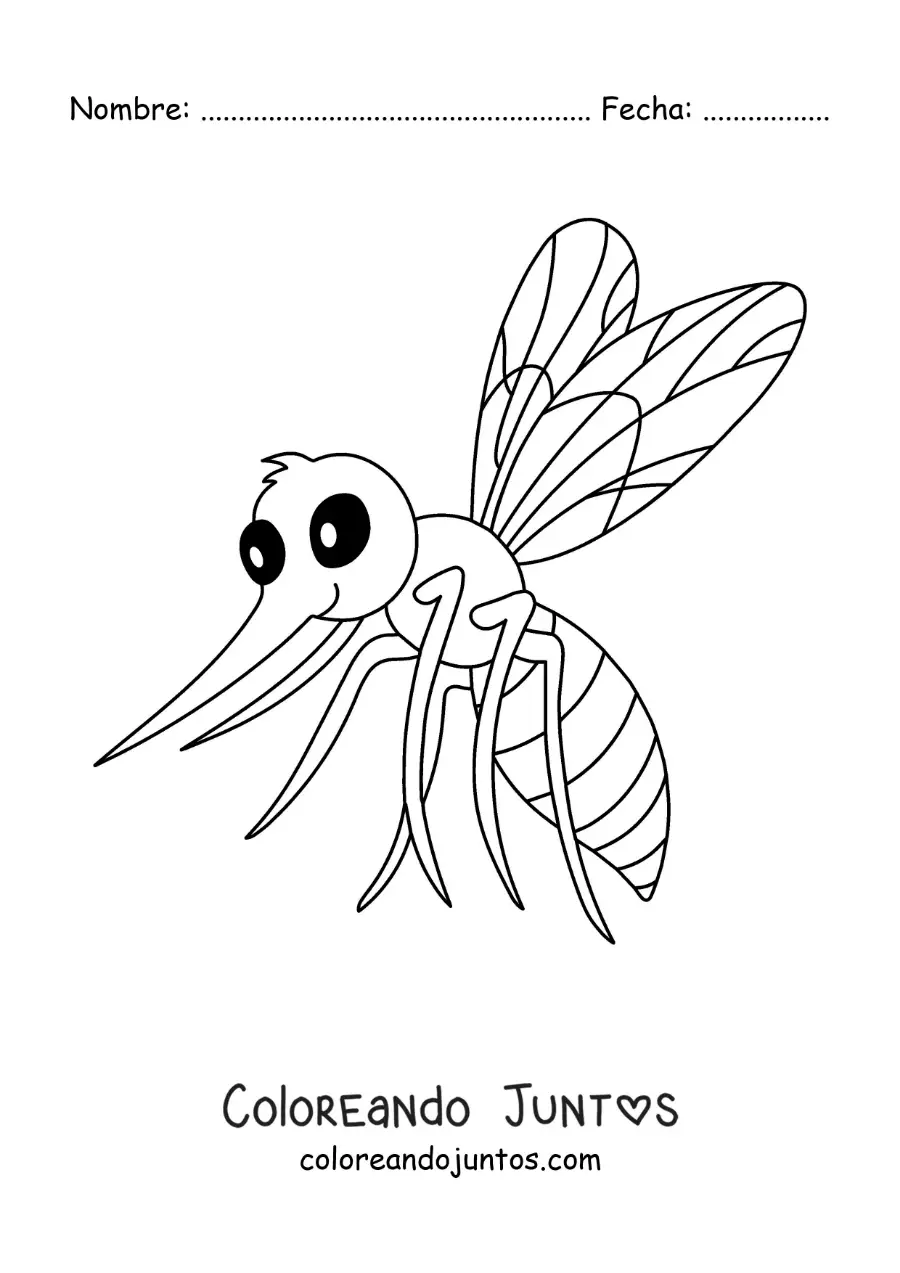 Imagen para colorear de un zancudo animado