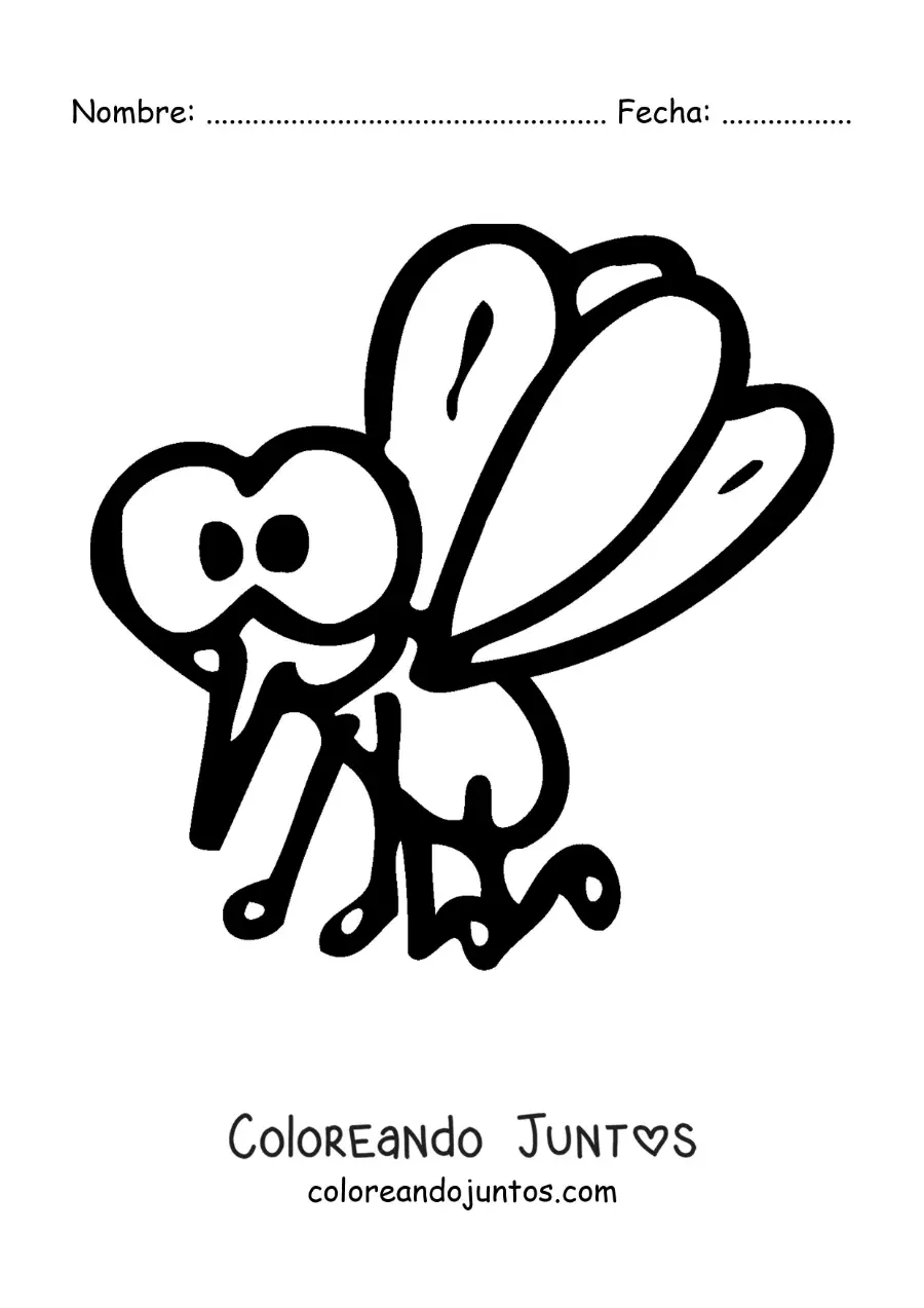 Imagen para colorear de un zancudo animado fácil