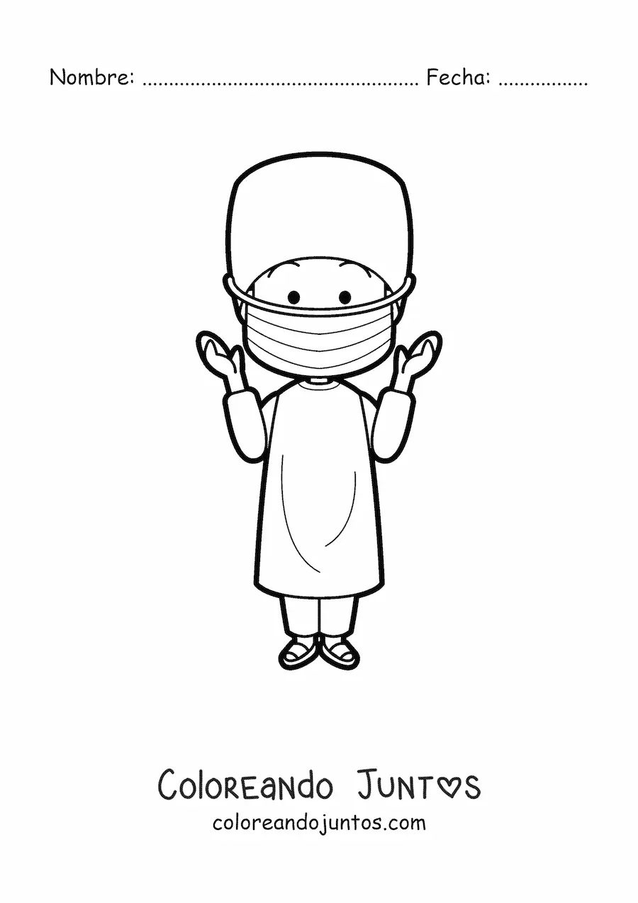 Imagen para colorear de un médico cirujano animado