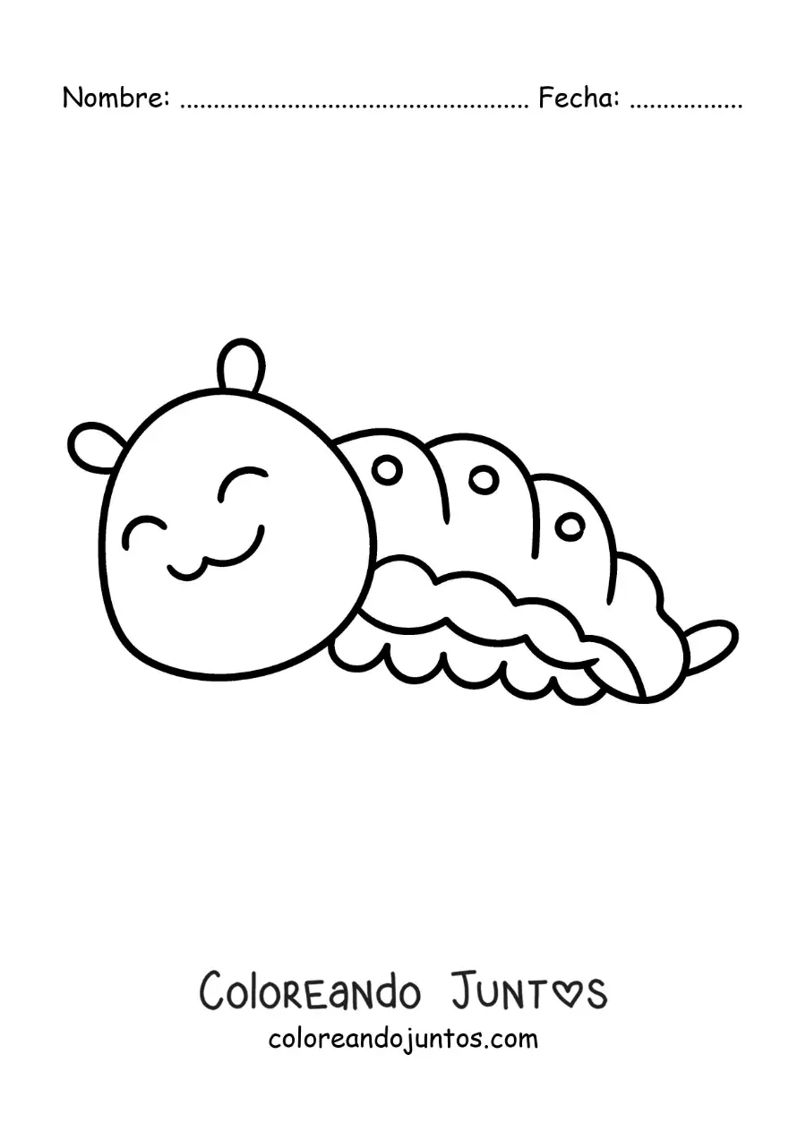 Imagen para colorear de una oruga sonriente