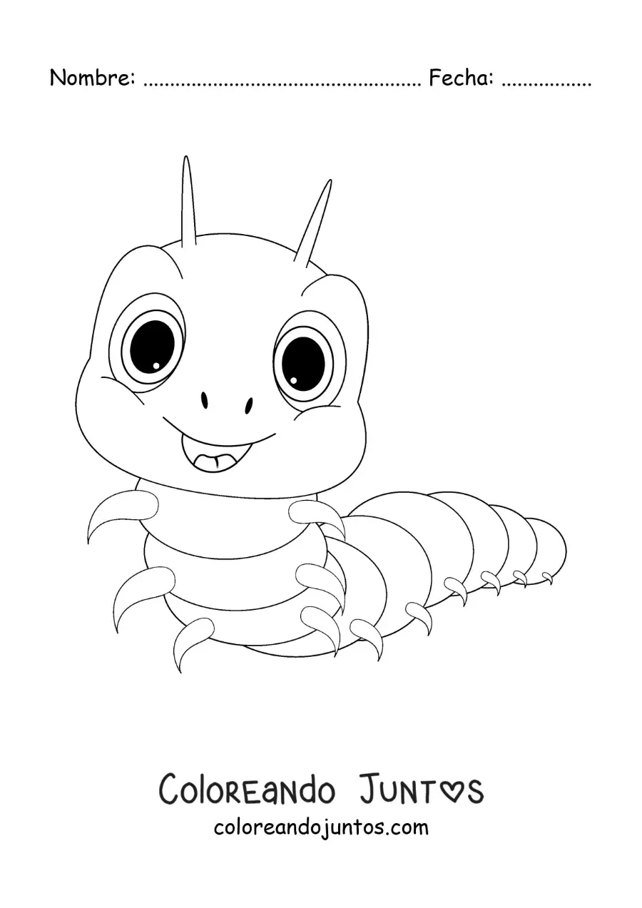 Imagen para colorear de una oruga animada