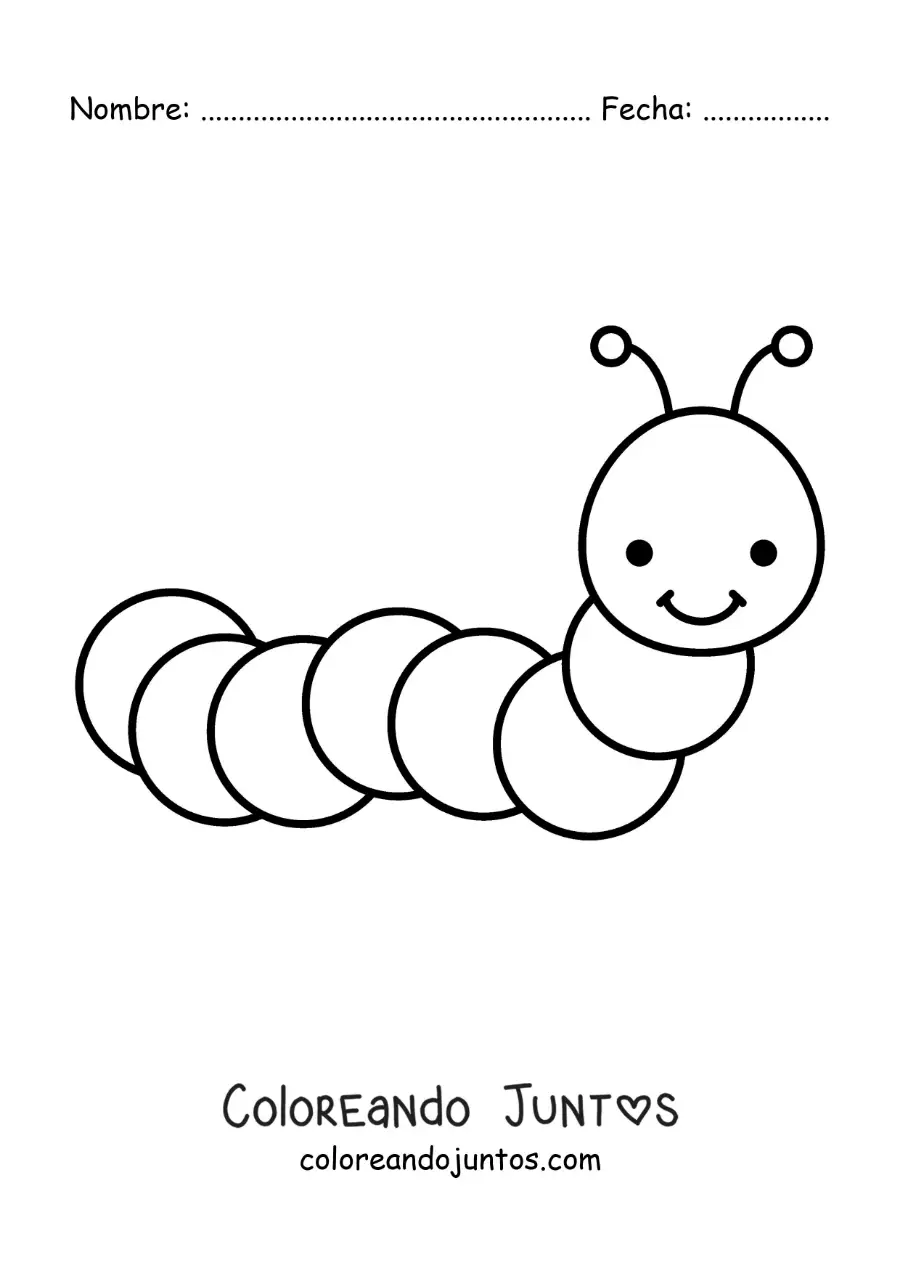 Imagen para colorear de una oruga infantil fácil