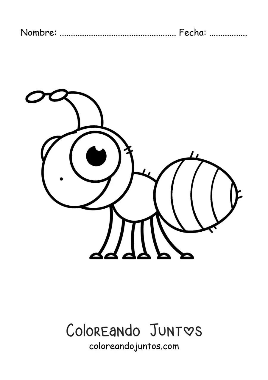 Imagen para colorear de una hormiga kawaii grande