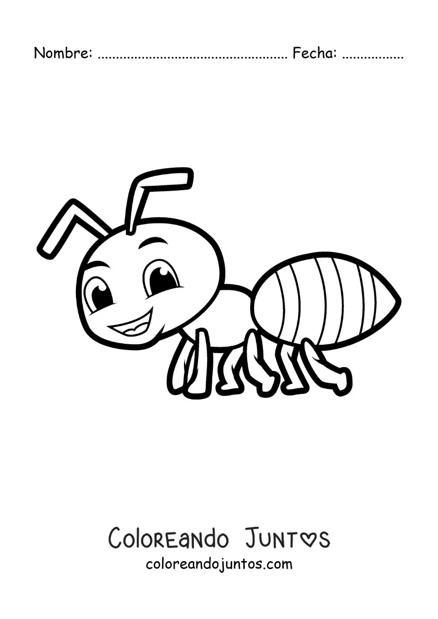 Imagen para colorear de una hormiga en caricatura