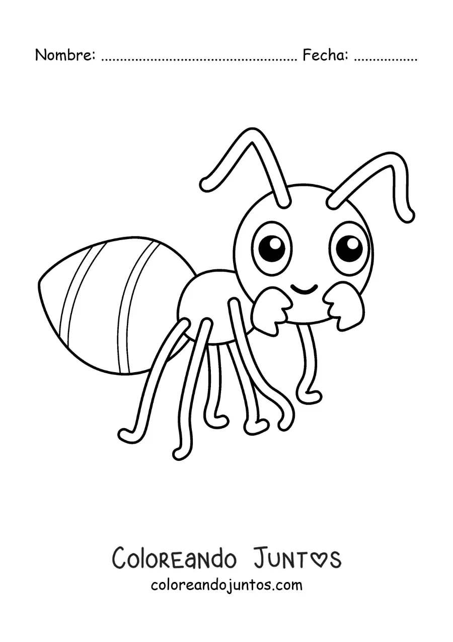 Imagen para colorear de una hormiga animada infantil