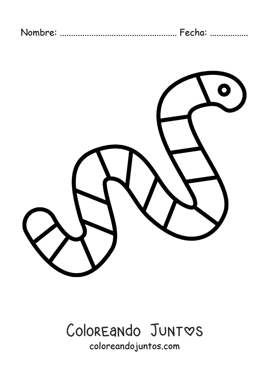 Imagen para colorear de una lombriz fácil grande