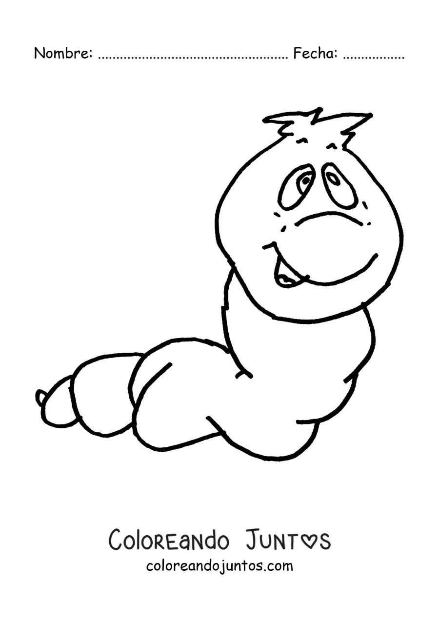 Imagen para colorear de caricatura de una lombriz