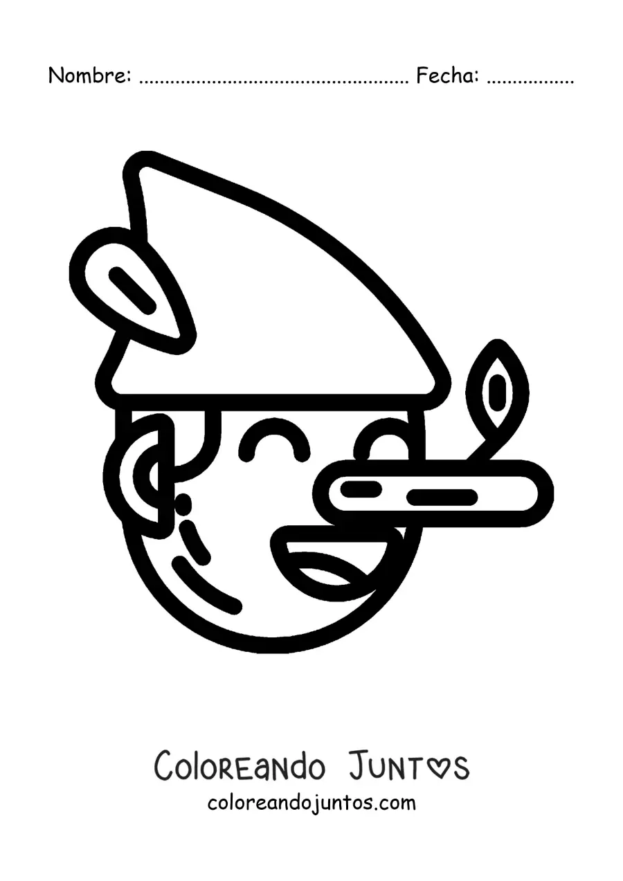 Imagen para colorear de cara de Pinocho fácil con la nariz grande