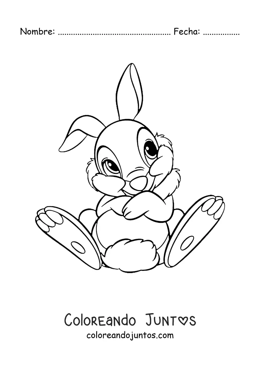 Imagen para colorear de Tambor el conejo amigo de Bambi