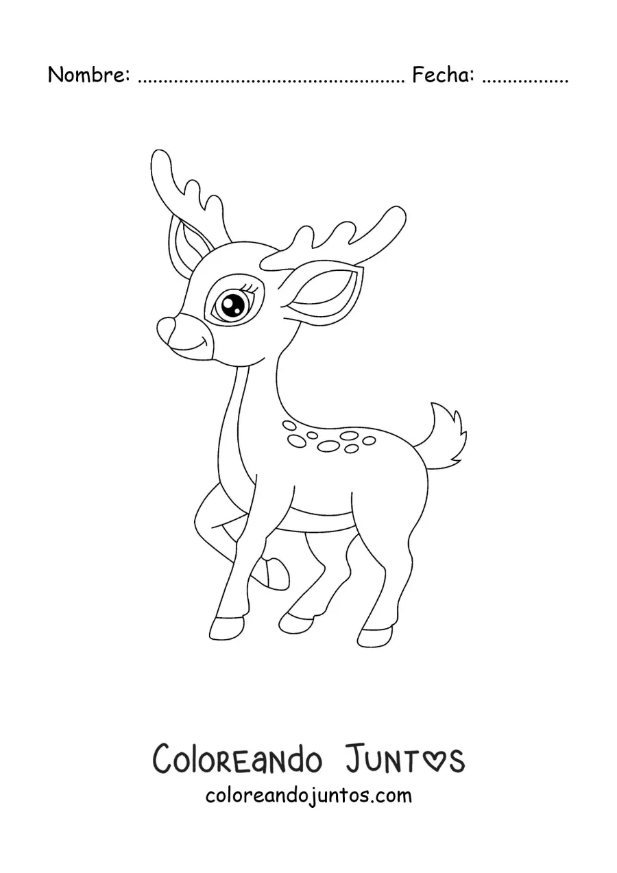 Imagen para colorear de Bambi animado con cuernos