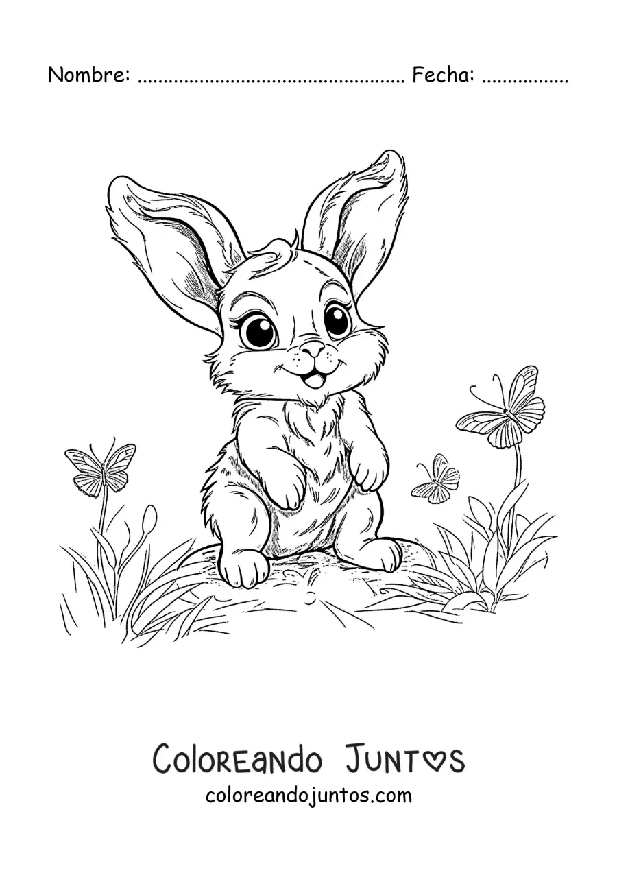 Imagen para colorear de Tambor el conejo kawaii