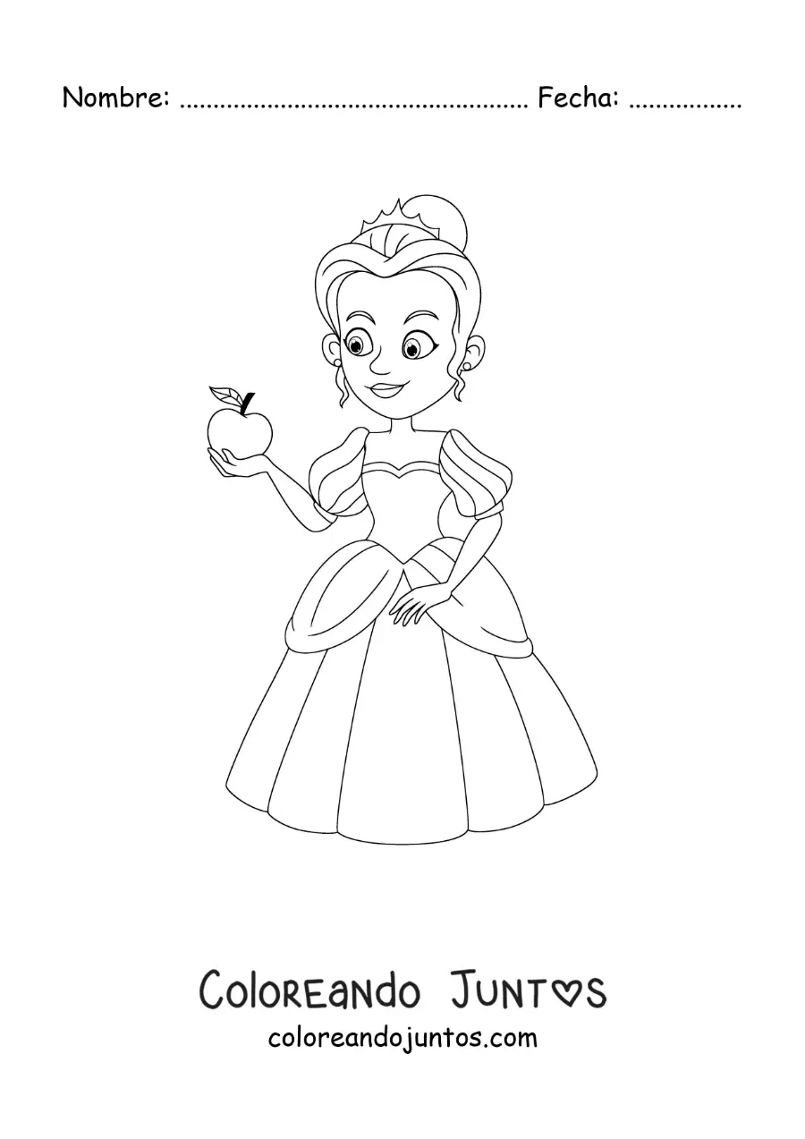 Imagen para colorear de la princesa Blancanieves animada