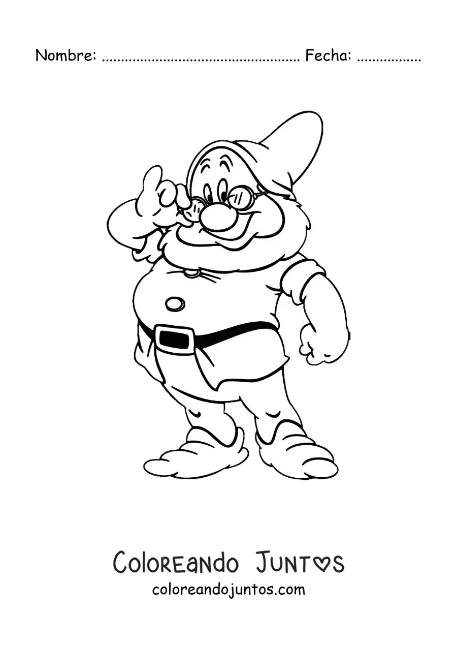 Imagen para colorear de el enanito Doc animado