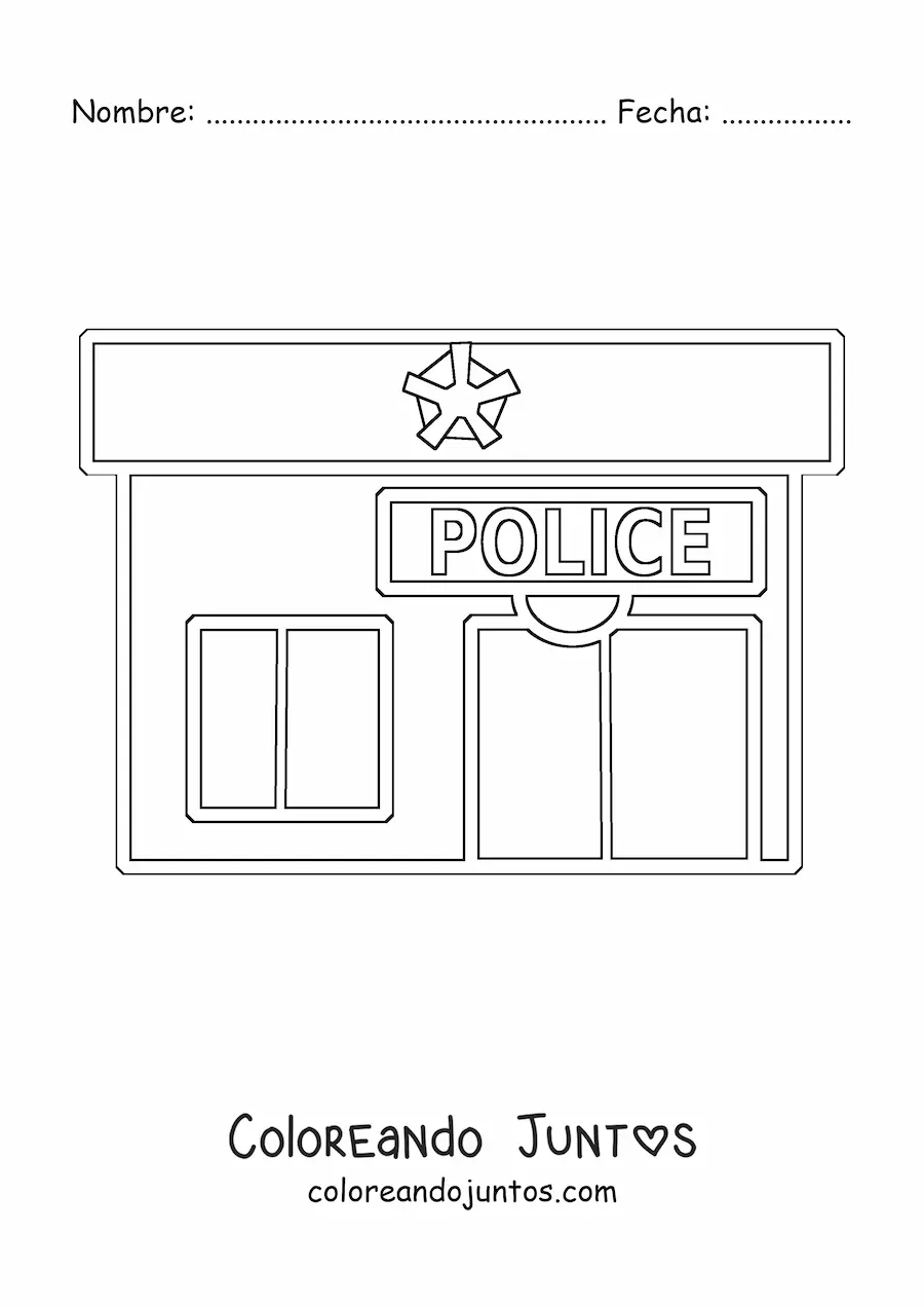 Imagen para colorear de una comisaría de policía