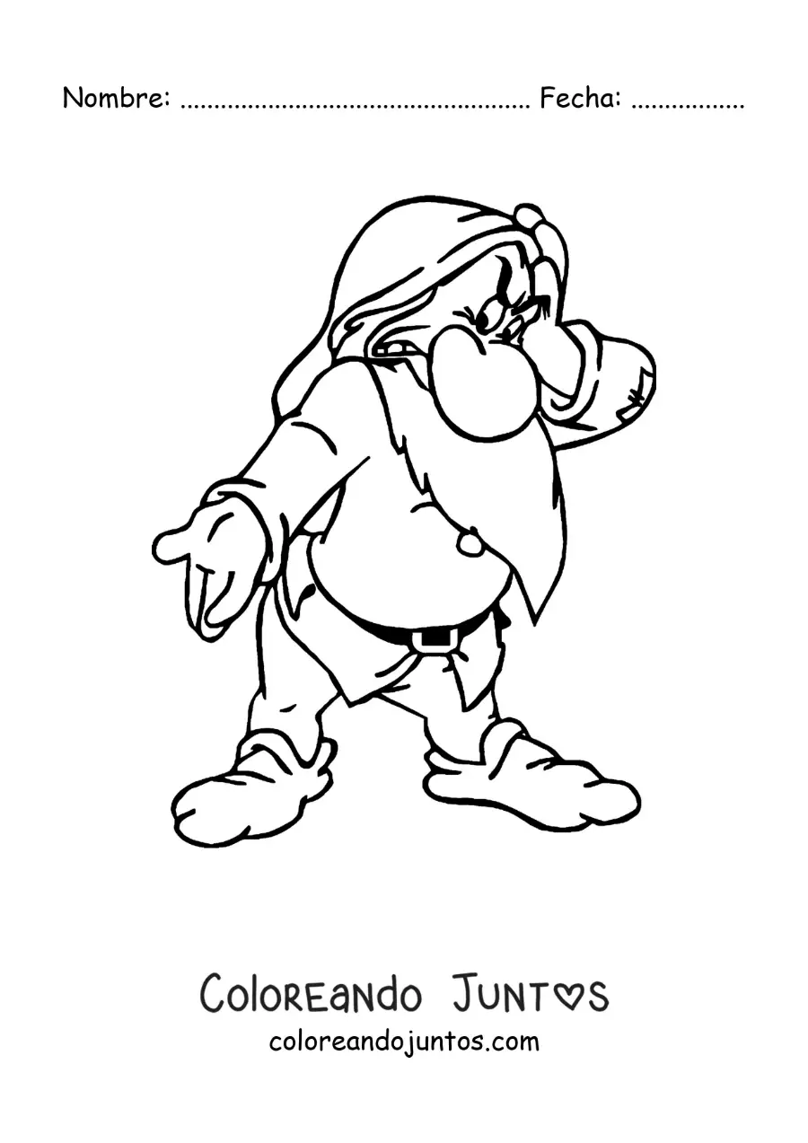 Imagen para colorear de el enanito Gruñón animado