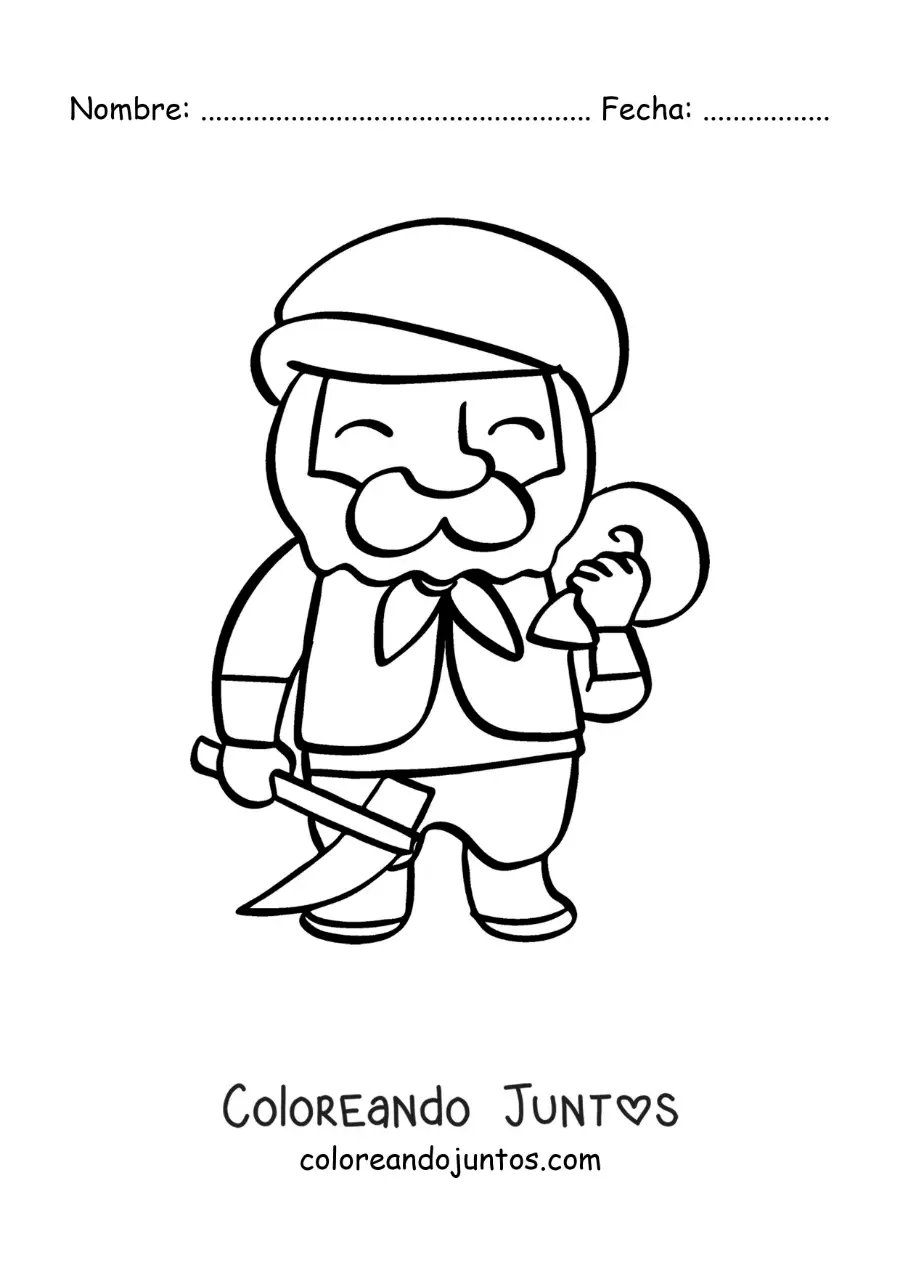 Imagen para colorear de uno de los 7 enanos de Blancanieves
