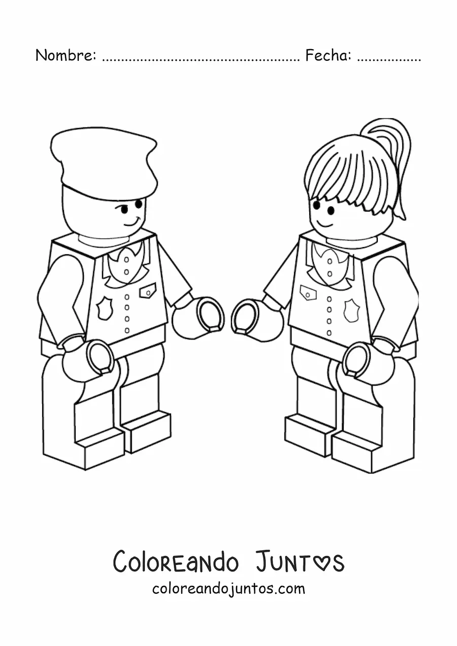 Imagen para colorear de un par de policías de lego