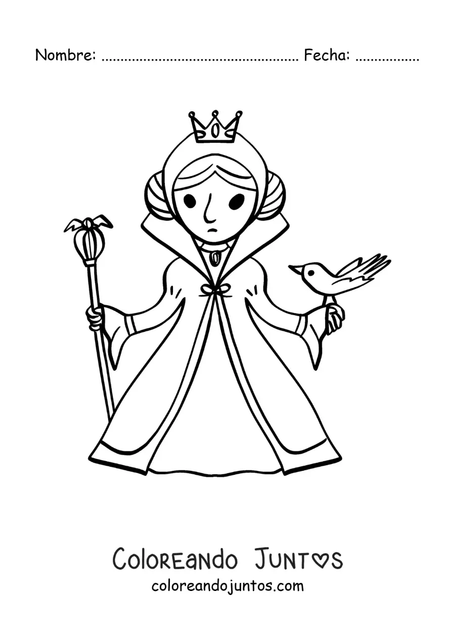 Imagen para colorear de la reina malvada de Blancanieves animada