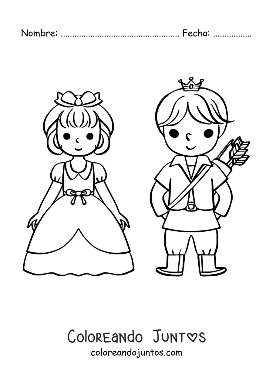 Imagen para colorear de Blancanieves y el príncipe animados